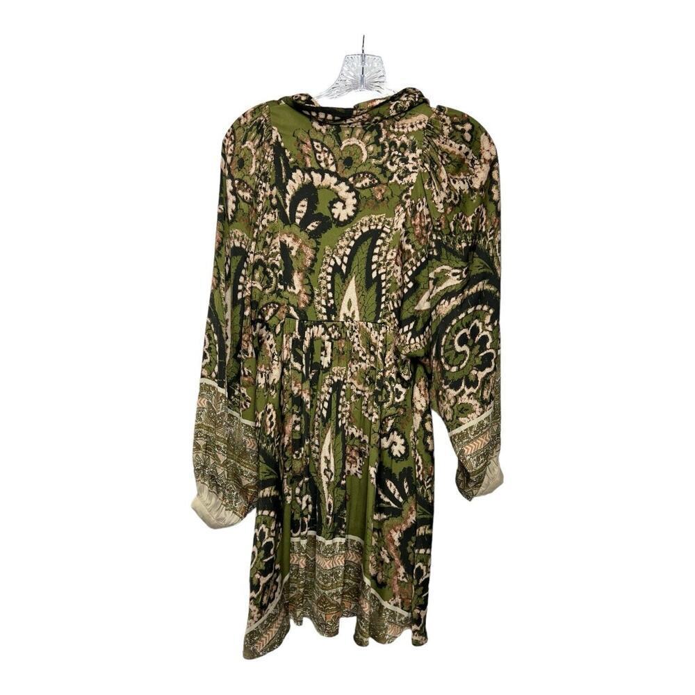Free People Say You Love Me Mini Shirt Dress Long Sleeve Green Women's XS Boho - Picture 4 of 9